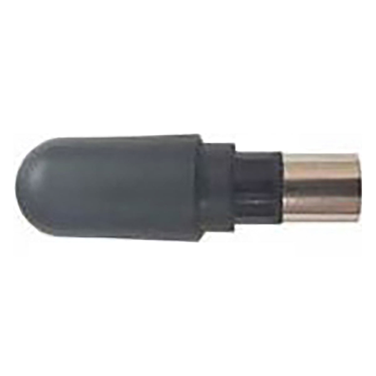 CITTHE 5984 Multiverse Studio stubby antenna side view showing black rubber dome body and nickel-plated threaded connector, City Theatrical