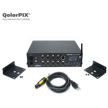 QolorPIX 5850 Tape Controller with included rack ears, mounting screws and powerCON-to-Edison cable, City Theatrical