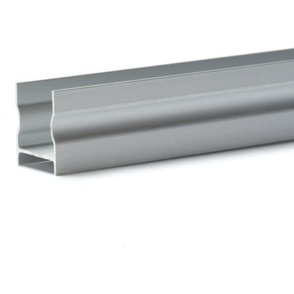 QolorFLEX NuNeon aluminum extrusion angled view showing silver anodized U-channel profile and mounting flange, City Theatrical