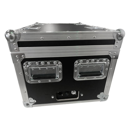QolorPoint Mark 3 road case side view with spring-loaded handles and charging port panel, City Theatrical
