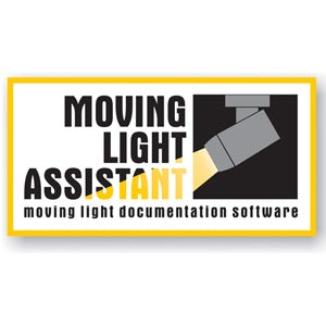 Moving Light Assistant 3660 product logo with moving head fixture graphic and documentation software tagline, City Theatrical