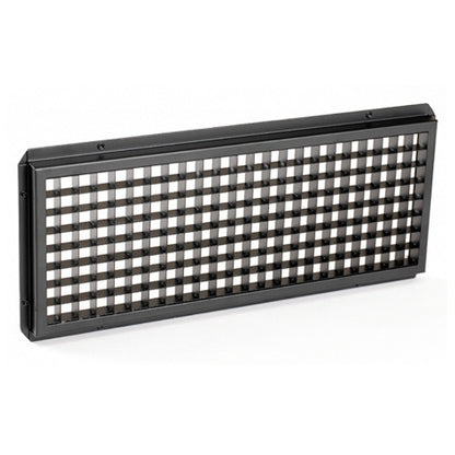 120-000015-04S egg crate louver three-quarter view showing black honeycomb grid cells in rectangular frame for ColorBlast fixtures, City Theatrical