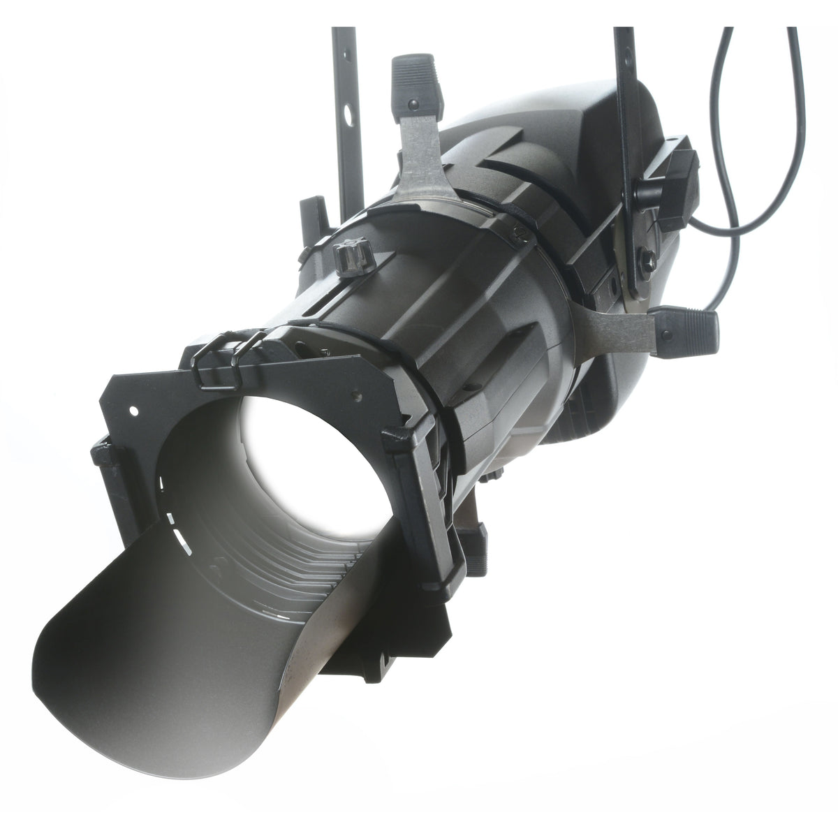 CITTHE 2582 half top hat in use, mounted in the gel frame slot of a hanging ETC Source Four ellipsoidal to shield lens spill, City Theatrical