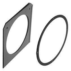 2350 color frames shown as a black square gel frame beside a round retaining ring, City Theatrical