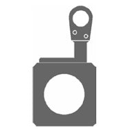 CITTHE 2144 product silhouette graphic showing accessory body with round aperture and hanging clamp bracket above, City Theatrical