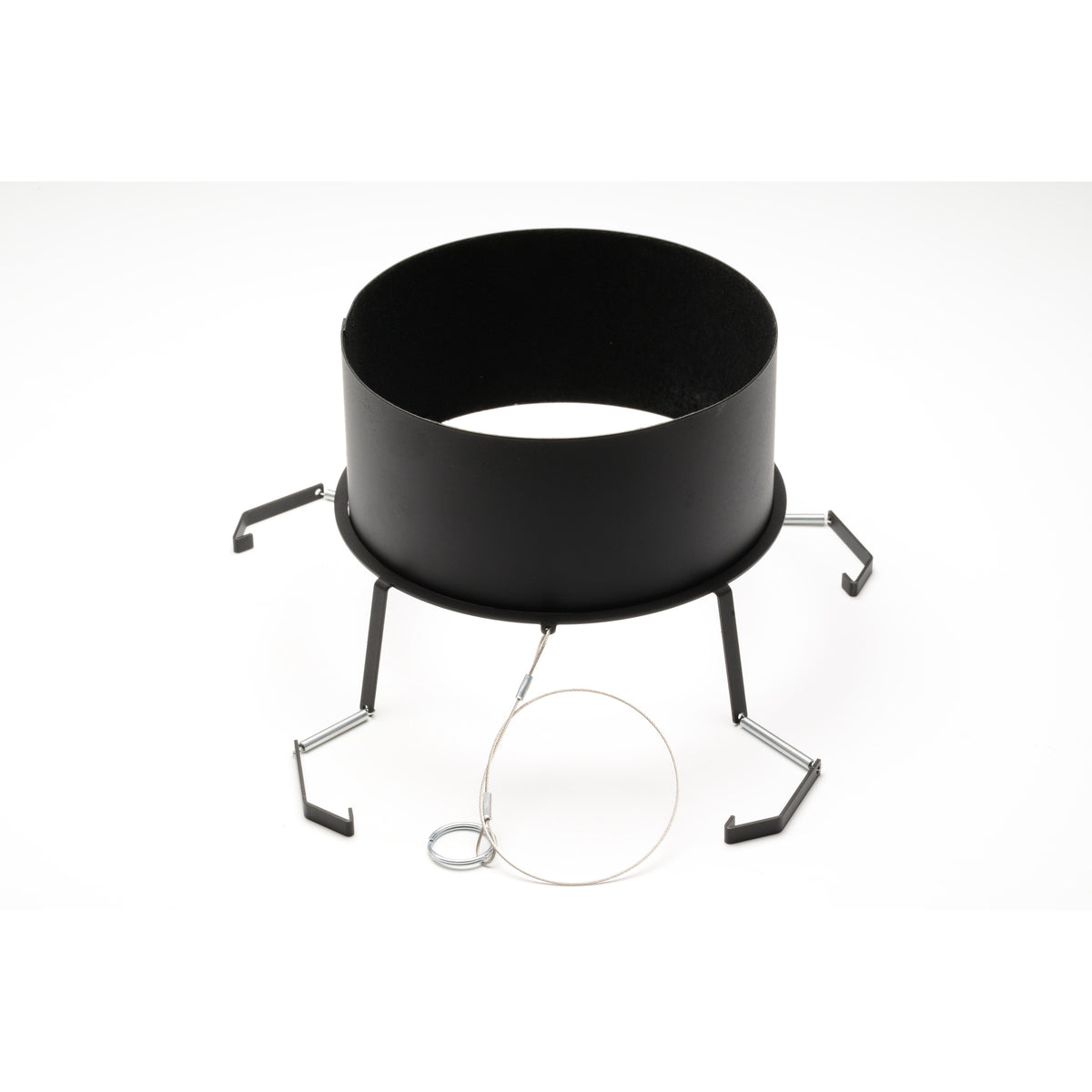 CITTHE 2670 top hat with four attachment brackets folded down and safety cable with ring coiled below, City Theatrical