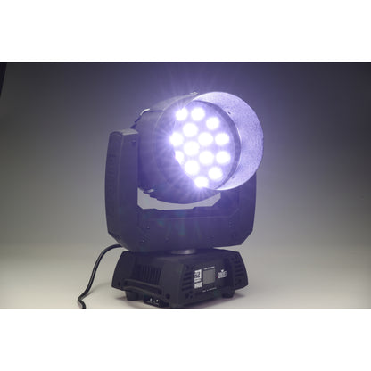CITTHE 2670 top hat on Rogue R2 Wash front view with 12 white LEDs at full output, City Theatrical