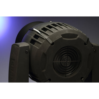 CITTHE 2670 top hat mounting clip hooked over the vented rear housing of a Rogue R2 Wash head, City Theatrical
