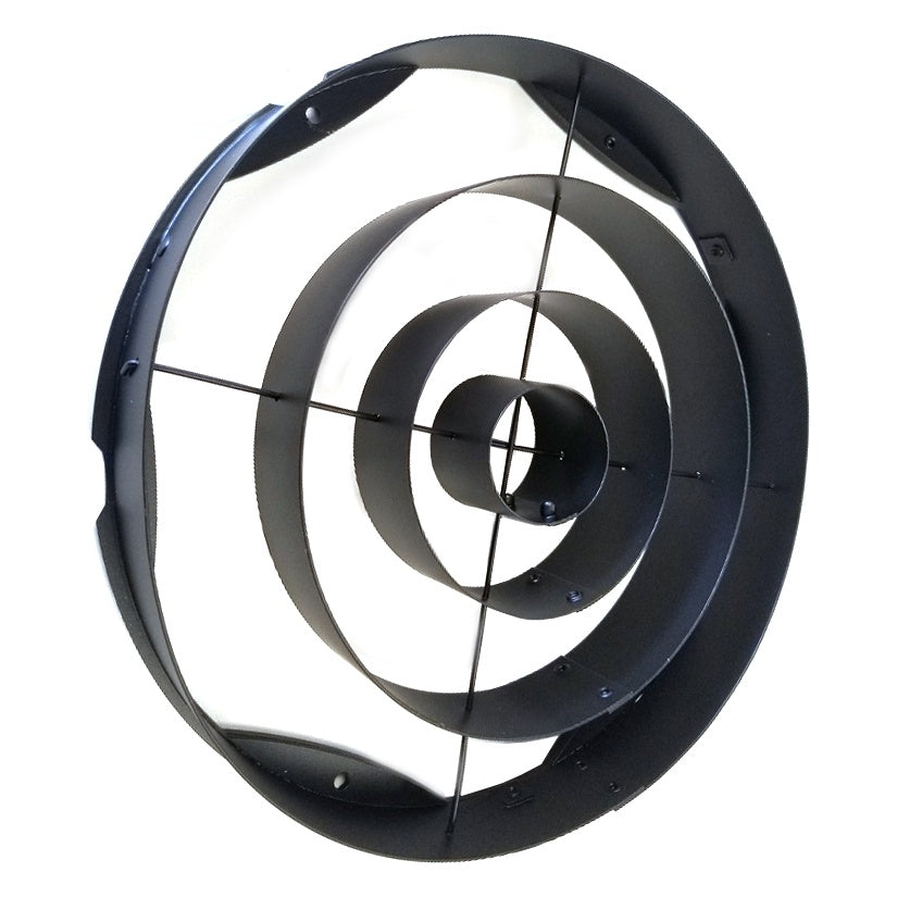 6375 Concentric Rings beam control accessory front view showing four nested black rings on crossed support wires, City Theatrical