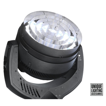 6375 Concentric Rings installed on a free-standing GLP impression X4 moving head with LEDs illuminated, City Theatrical