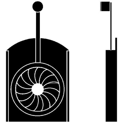 2180 Drop-In Iris line-art diagram with front and side profile views showing lever travel and body depth, City Theatrical