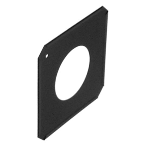 2618 black steel gel donut angled view showing round center cutout and clipped corners, City Theatrical