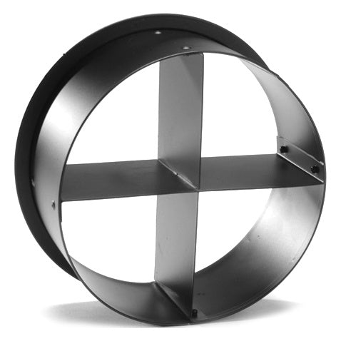 CITTHE 2495 Source Four PAR cross baffle top hat angled view showing black steel cylinder with internal cross-shaped baffle vanes, City Theatrical