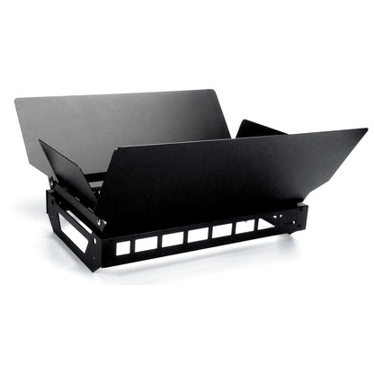 CITTHE 2505 four-leaf barndoor for strobe fixture, angled view of rectangular vented frame with leaves open, City Theatrical