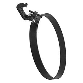 1340 Scenery Bumper angled view showing black steel hoop and C-clamp mount, City Theatrical