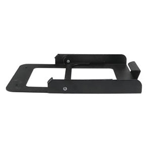 4305 ETC cyc light floor base plate side view showing black powder-coated steel frame and folding support bracket, City Theatrical