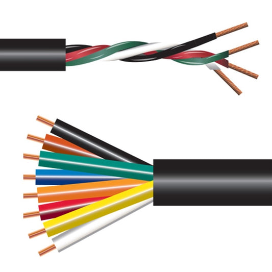 RapcoHorizon 11-4_SPEAKER bulk speaker cable cutaways showing color-coded conductors and bare copper strands