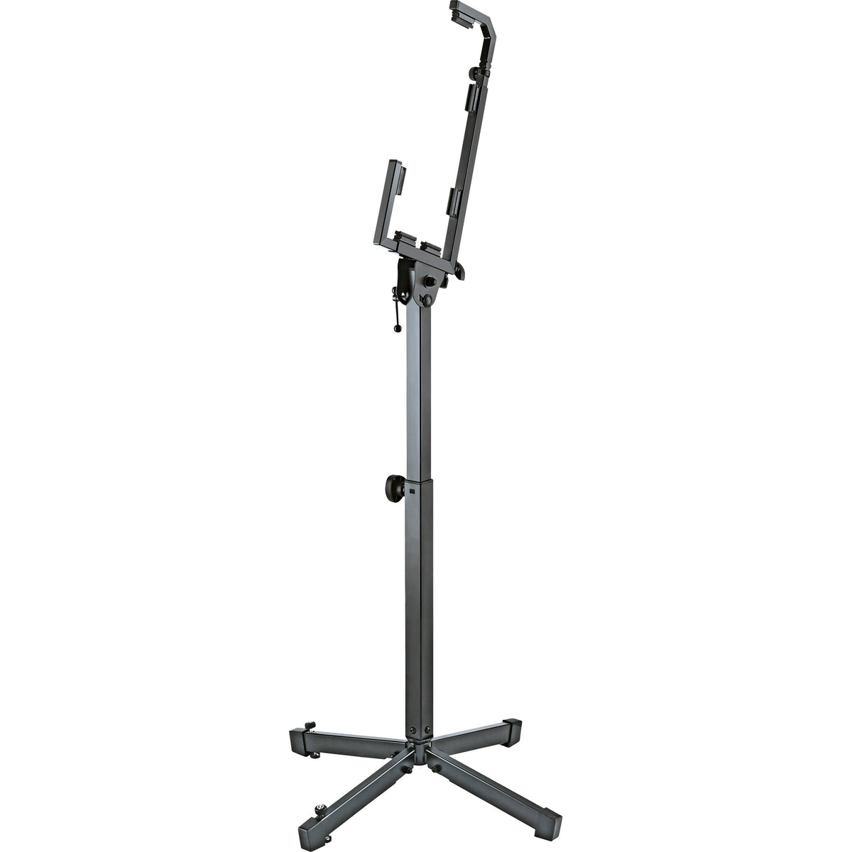 KM 17400.021.55 speaker stand side profile with tilt-adjust bracket and locking knob on square telescoping shaft, K&M