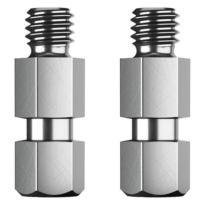 23903 threaded bolt pair front view showing 3/8" threaded tip and double hex body with center collar in zinc-plated steel, K&M