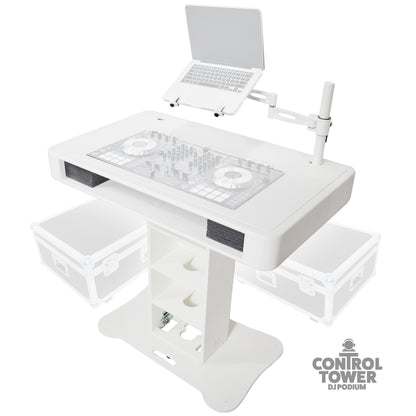 ProX Control Tower DJ Podium T-Shape Stand for Pioneer DDJ | White | With Road Case