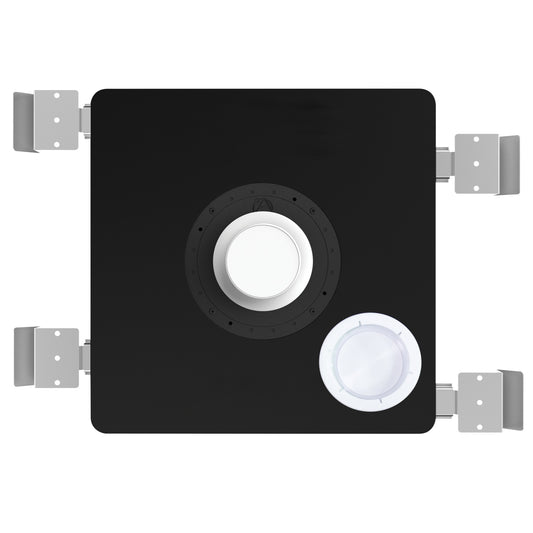 AtlasIED SHS-6T2CVR hidden ceiling speaker baffle with white dome cover and separate clean room cover ring