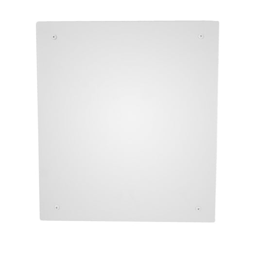 AtlasIED IP-SD-CVR white enclosure cover plate front view with four corner mounting screws