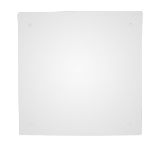 AtlasIED IP-HVP-CVR white square enclosure cover plate shown flat with four corner mounting screws