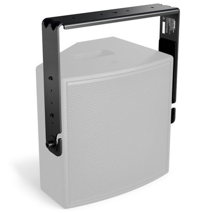 Bose AMM108 U-bracket in black shown alone with a ghosted loudspeaker outline indicating fit