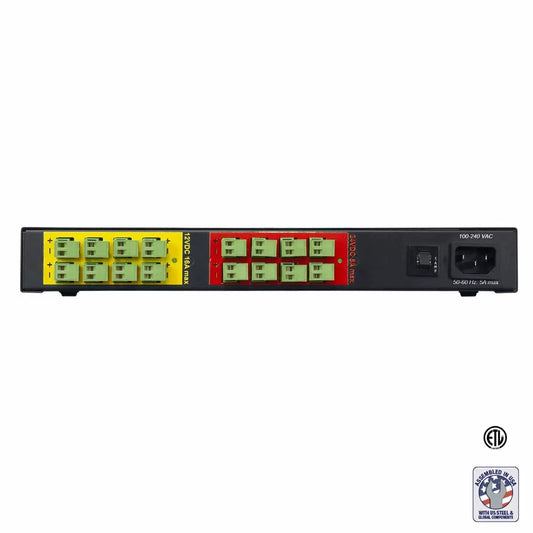 Lowell DC Power Distribution Multi-Output DC Power Supply | 16 Output | 12VDC/24VDC