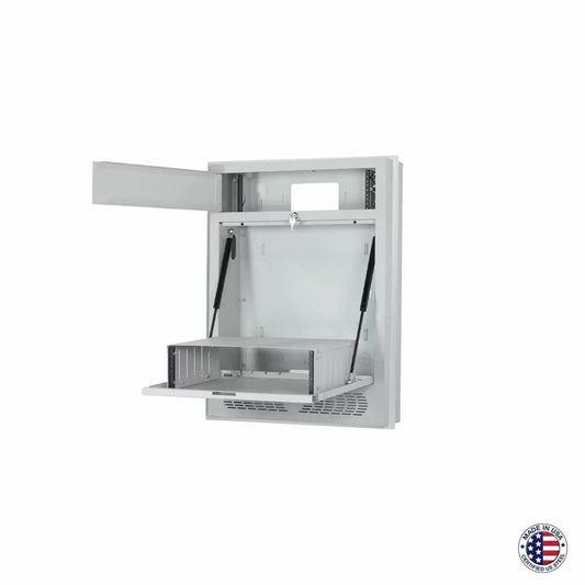 Lowell LTCR Series 3U+3U Dual Bay Wall Rack Controlled Release | Recessed