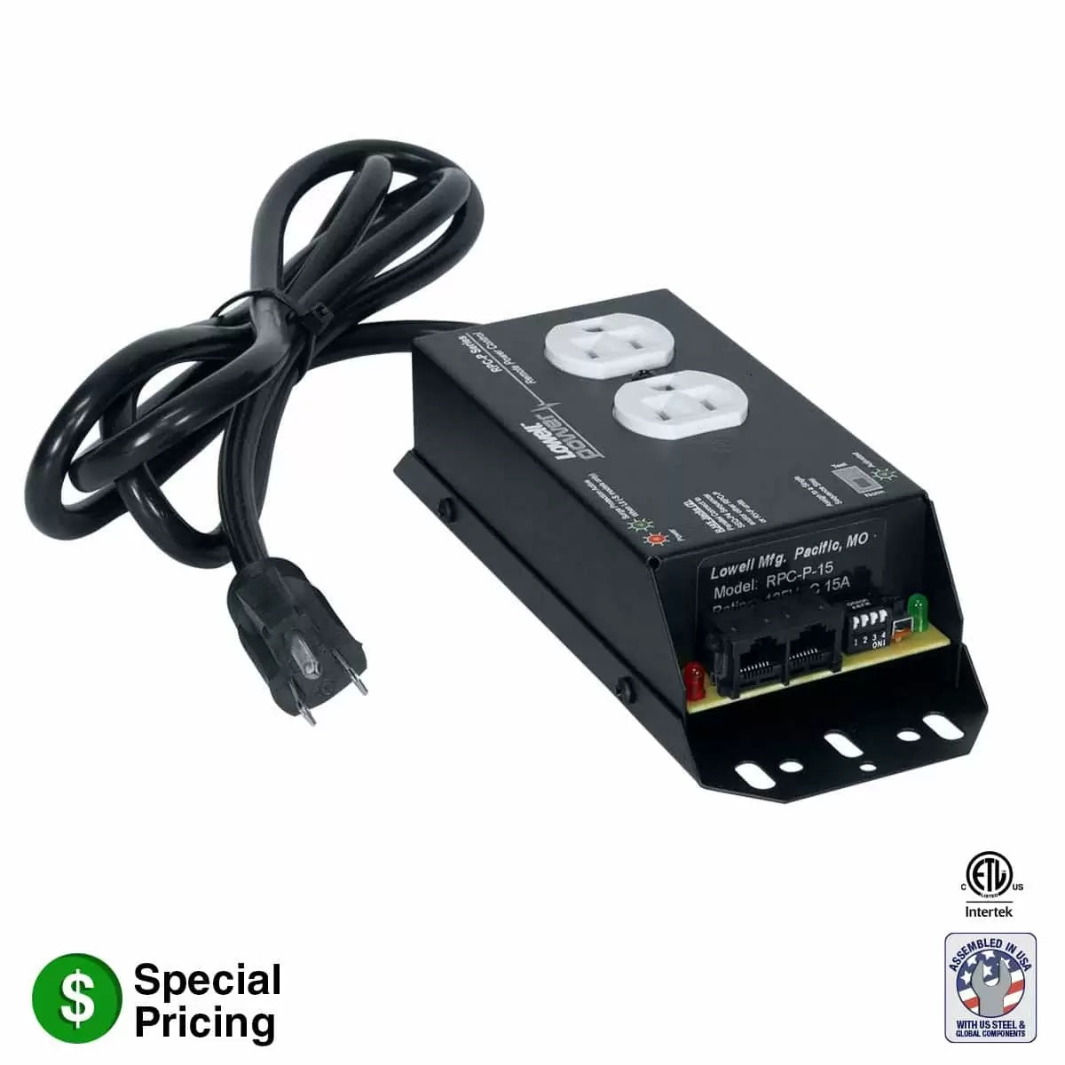 Lowell RPC-P15 Remote AC Power Control With Pass-Thru RJ45 Jacks