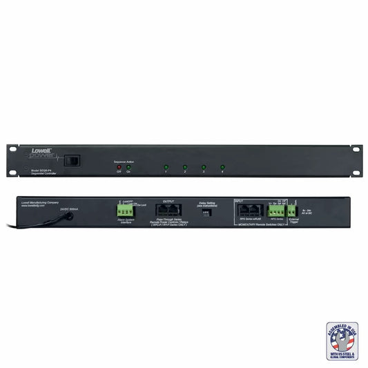 Lowell SEQR Power Sequencer 1U Rackmount Low Voltage Sequencer | 4 Step | Pass-Thru RJ45 | Rocker Switch