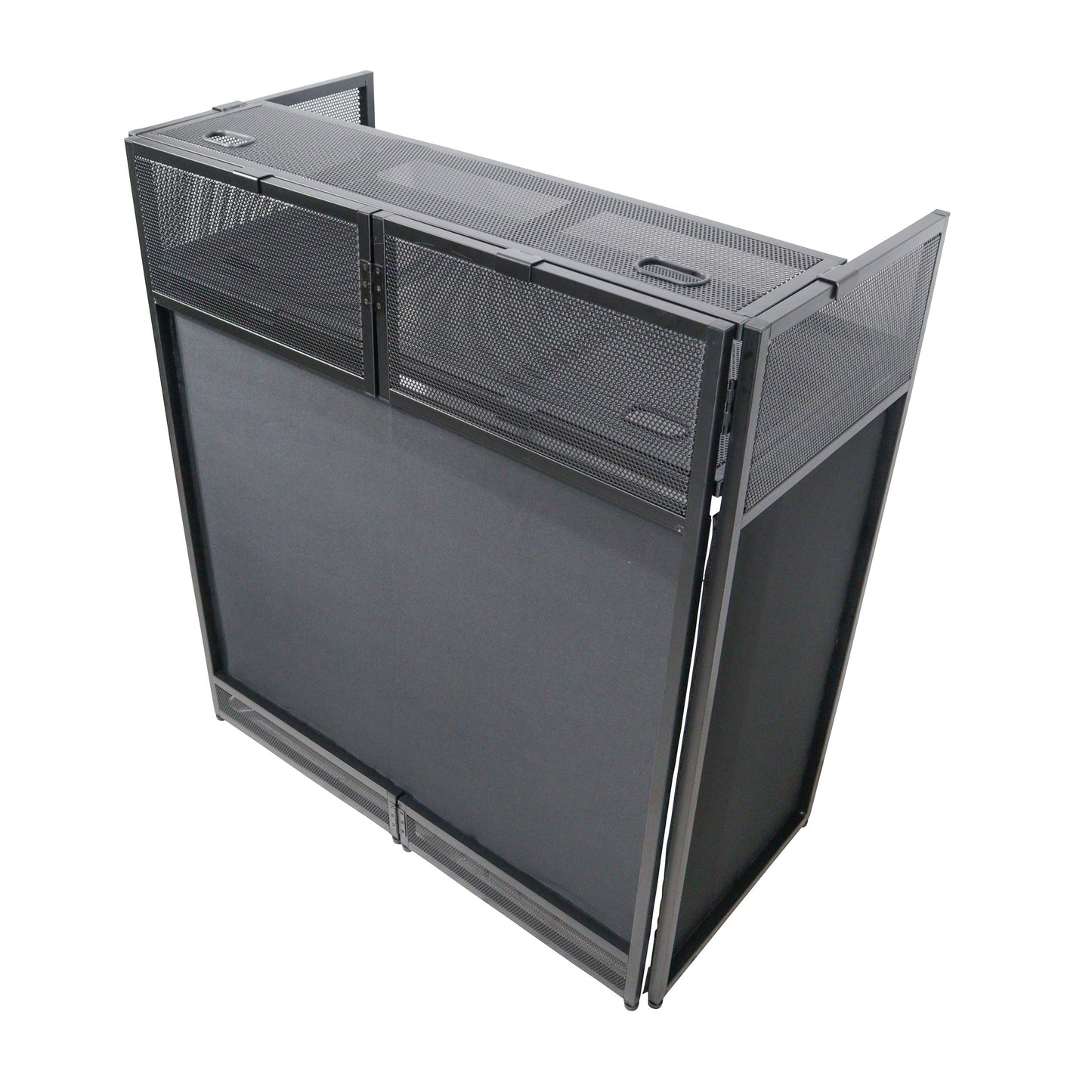 ProX VISTA DJ Booth Facade Table Station Folding Aluminum Workstation | Black