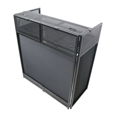 ProX VISTA DJ Booth Facade Table Station Folding Aluminum Workstation | Black