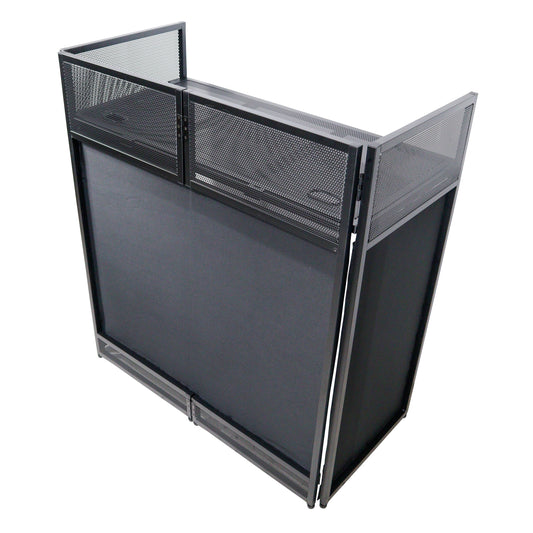 ProX VISTA DJ Booth Facade Table Station Folding Aluminum Workstation | Black