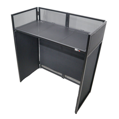 ProX VISTA DJ Booth Facade Table Station Folding Aluminum Workstation | Black