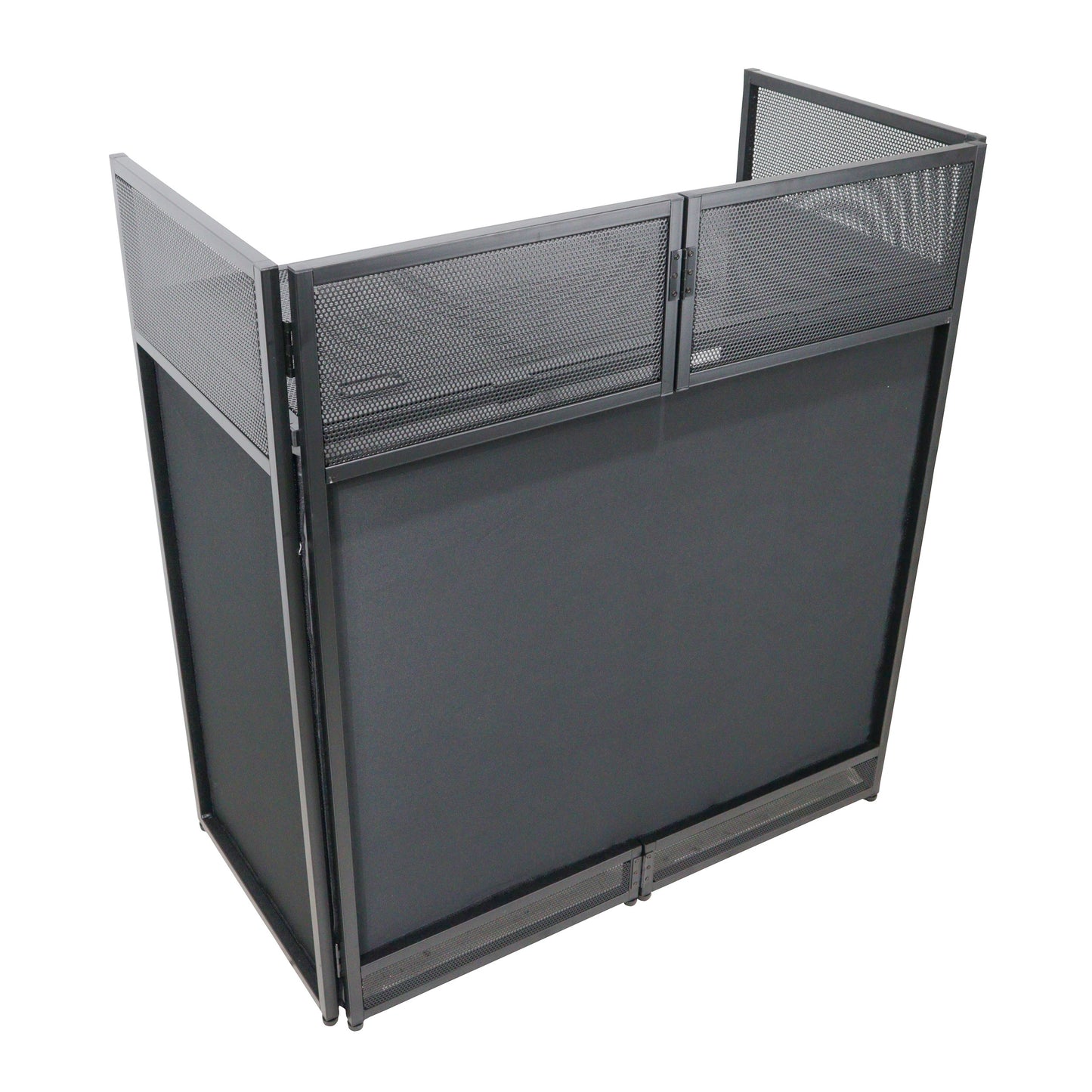 ProX VISTA DJ Booth Facade Table Station Folding Aluminum Workstation | Black