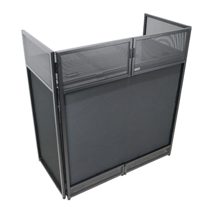 ProX VISTA DJ Booth Facade Table Station Folding Aluminum Workstation | Black
