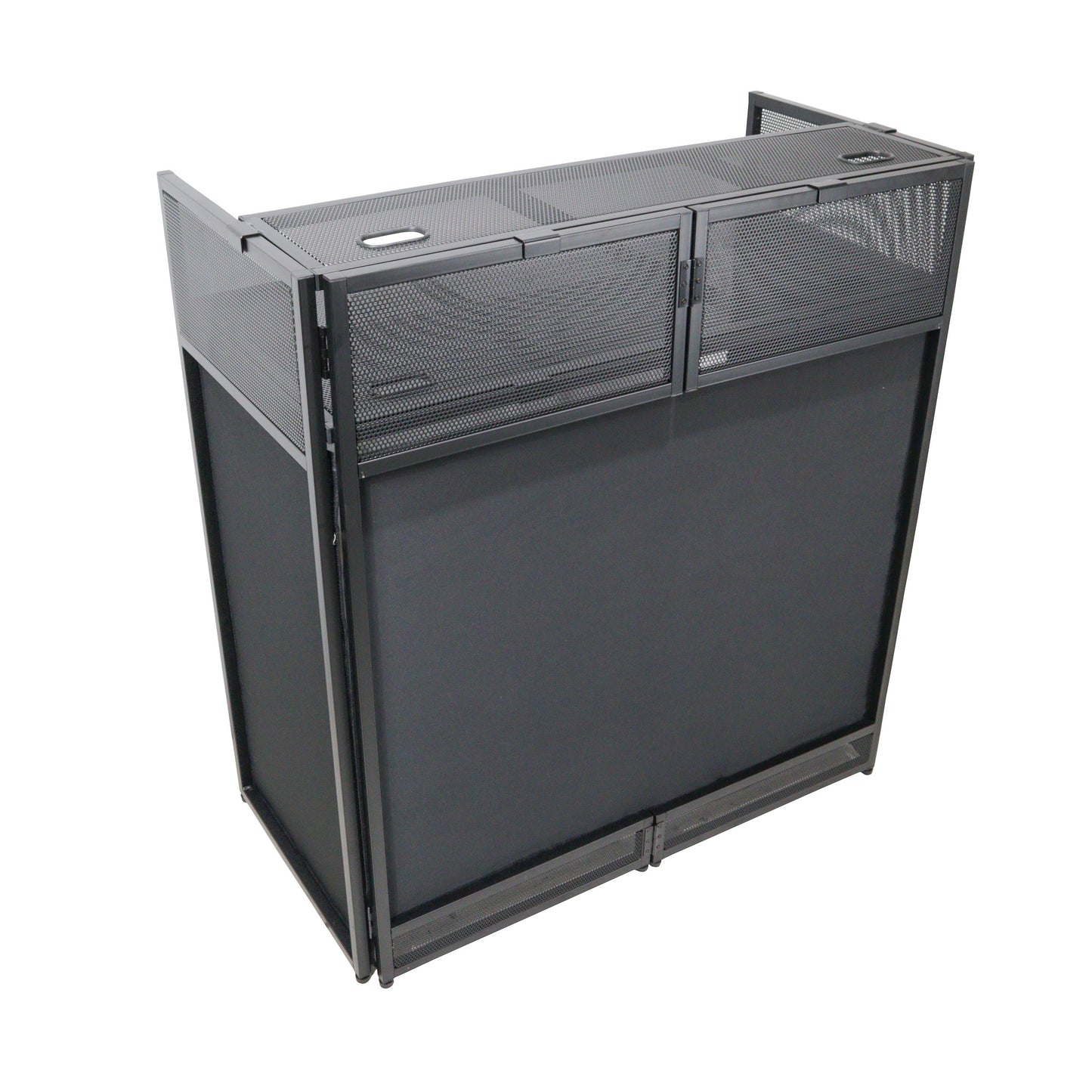 ProX VISTA DJ Booth Facade Table Station Folding Aluminum Workstation | Black
