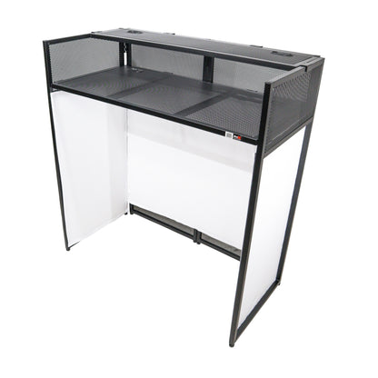 ProX VISTA DJ Booth Facade Table Station Folding Aluminum Workstation | Black