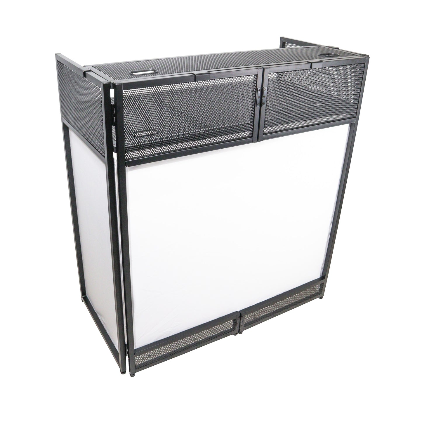 ProX VISTA DJ Booth Facade Table Station Folding Aluminum Workstation | Black