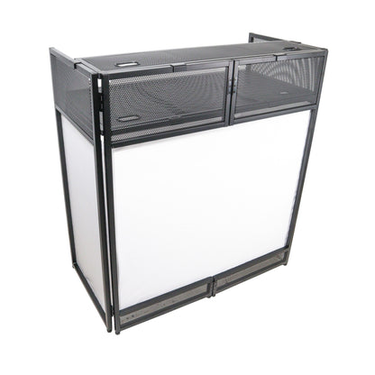 ProX VISTA DJ Booth Facade Table Station Folding Aluminum Workstation | Black