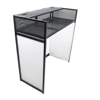 ProX VISTA DJ Booth Facade Table Station Folding Aluminum Workstation | Black