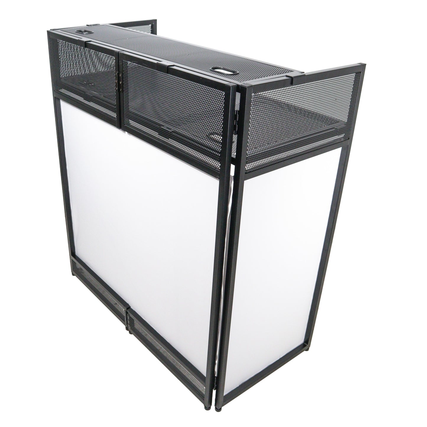 ProX VISTA DJ Booth Facade Table Station Folding Aluminum Workstation | Black