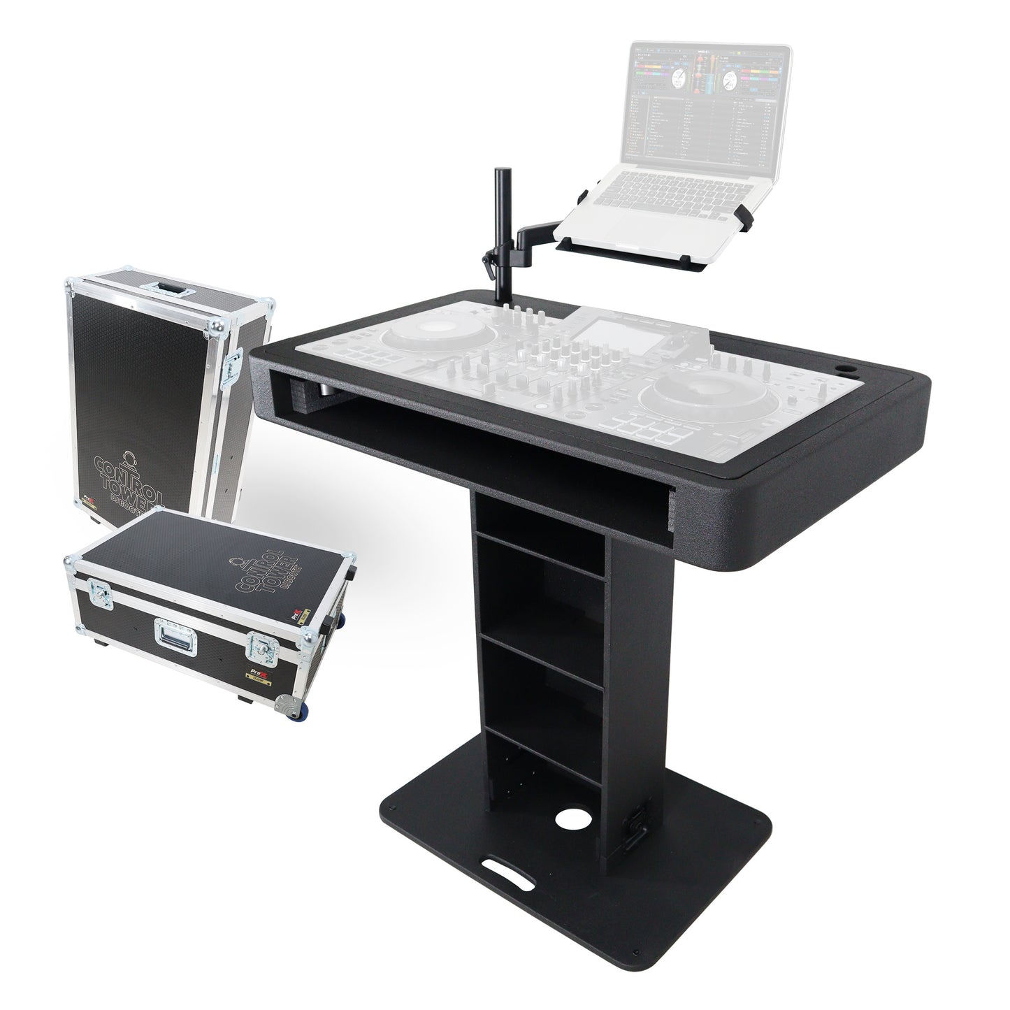 ProX Control Tower DJ Podium T-Shape Stand for Pioneer DDJ | Black | With Road Case