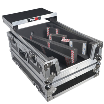 ProX ATA Flight Case for DJ Mixers Universal Road Case | Silver/Black | With Laptop Shelf