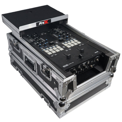 ProX ATA Flight Case for DJ Mixers Universal Road Case | Silver/Black | With Laptop Shelf