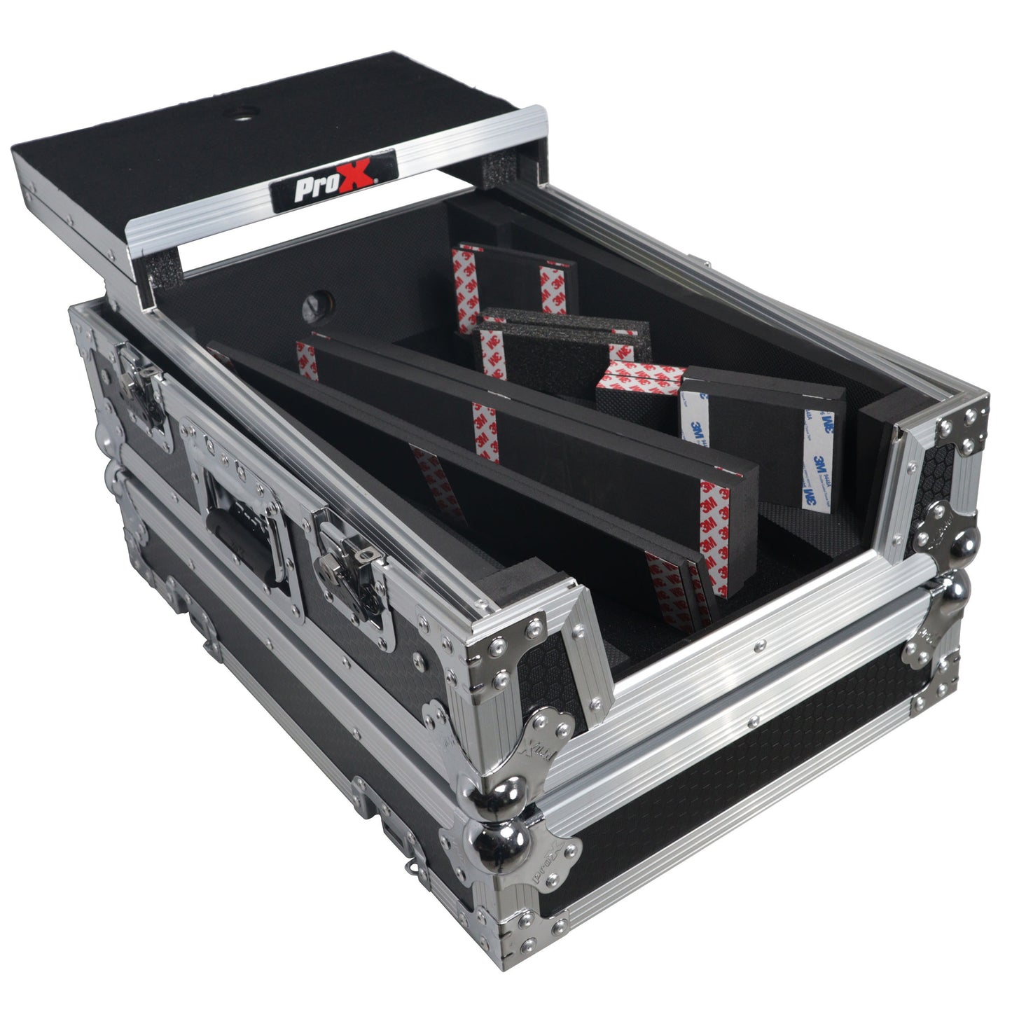 ProX ATA Flight Case for DJ Mixers Universal Road Case | Silver/Black | With Laptop Shelf