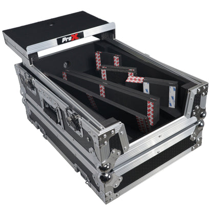 ProX ATA Flight Case for DJ Mixers Universal Road Case | Silver/Black | With Laptop Shelf