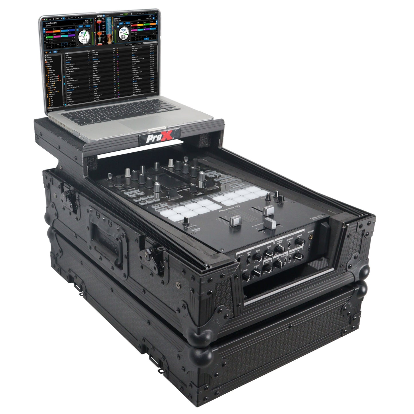 ProX ATA Flight Case for DJ Mixers Universal Road Case | Black | With Laptop Shelf